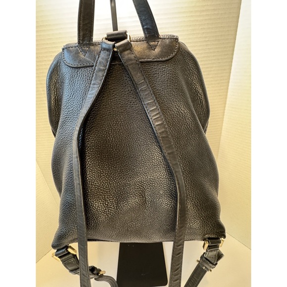 QUALITY! Michael Kors Raven Black Soft Pebbled Leather Backpack Purse Bag W/Gold
